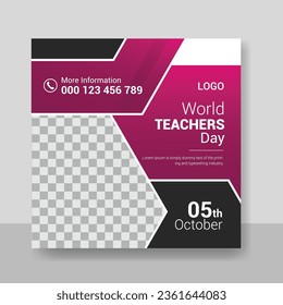 World Teachers day Social media posts banner template design, education, study square poster design