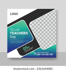 World Teachers day Social media posts banner template design, education, study square poster design