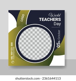 World Teachers day Social media posts banner template design, education, study square poster design