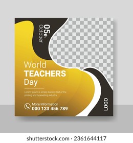 World Teachers day Social media posts banner template design, education, study square poster design