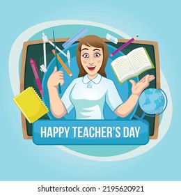 World Teachers Day Stationery School Supplies Stock Vector (Royalty ...