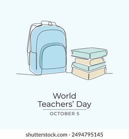 World Teachers Day vector design template good for celebration usage. World Teachers Day design. Continuous line drawing. eps 10.