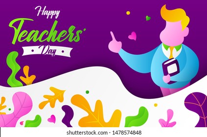 World Teachers' Day Vector Illustration In Landing Page Concept With Gradient Color