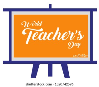 World Teachers Day with white board illustration