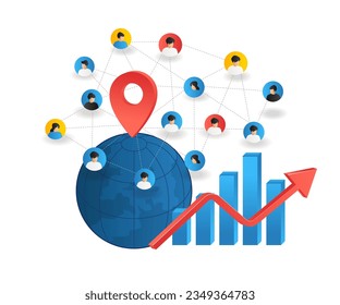 World team locations flat isometric illustration