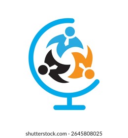 World Teamwork Networking Logo Design Concept With Businessman Symbol