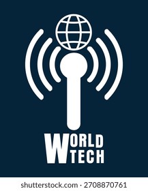 Señal del logotipo del icono de la tecnología mundial