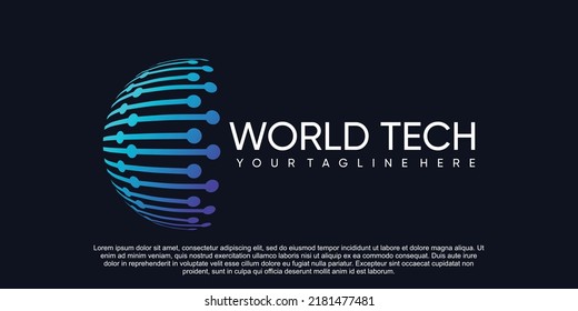Premium-Vektor-Design des World-Tech-Logos