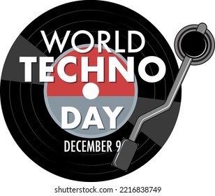 Ilustración de diseño de banderas de texto del Día Mundial de la Tecnología