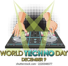 Ilustración de diseño de banderas de texto del Día Mundial de la Tecnología