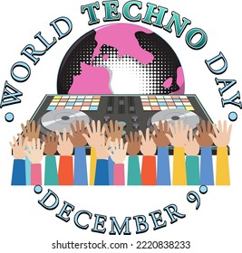 World techno day text banner design illustration