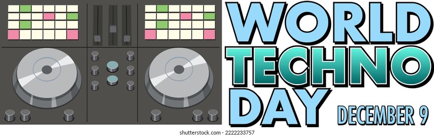 Ilustración de diseño de banderas de texto del Día Mundial de la Tecnología