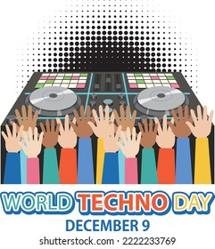 World techno day text banner design illustration
