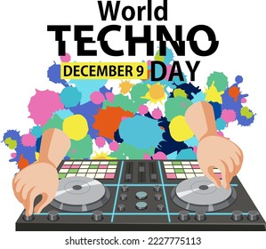 World techno day text banner design illustration