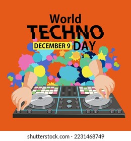 World techno day text banner design illustration