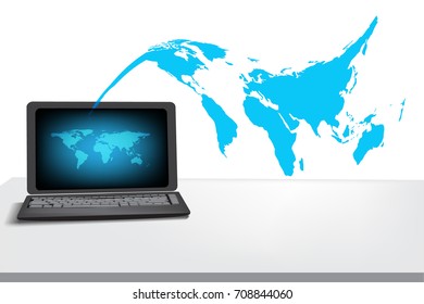 World and technology concept isolated on white background