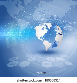 World and technology futuristic background, vector illustration