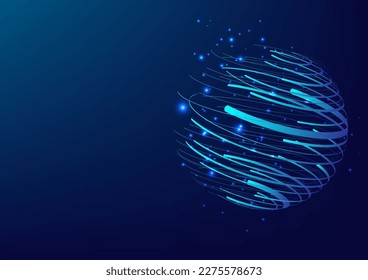 World technology. Global network connection. Global business. Blue sphere on dark background. Futuristic internet technology.