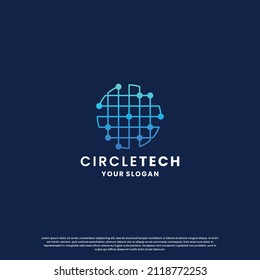 world technology logo design. abstract logo for technology. circle and circuit connection concept