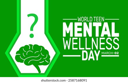 World Teen Mental Wellness Day is Celebrated in March. This holiday-themed design is perfect for backgrounds, banners, greeting cards, posters with text inscription, Classic social media posts.