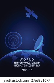 World Telecommunication Day promoting digital connectivity innovation communication and information access globally vector poster