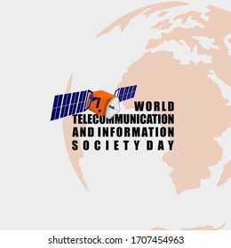 World telecommunication and information society day. Typography text with Satellite. vector illustration
