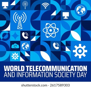World Telecommunication and Information Society Day Geometric shape pattern background banner or poster design template. observed every year in May. Holiday concept. Use to any Template, card, poster