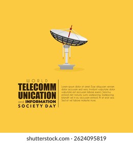 World Telecommunication and information society day banner with satellite antennas, 17th May