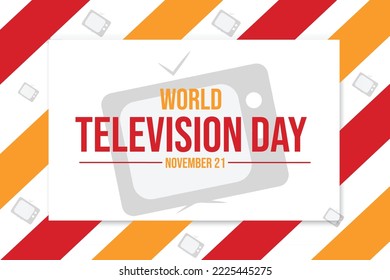 World Television Day Background with colorful typography and tv in the backdrop. International day of television