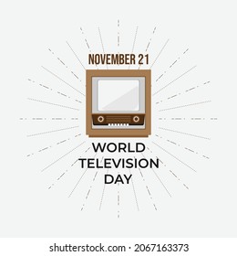 World Television Day background poster celebartion. November 21. World Television Day in vin
tage style poster with tv symbol