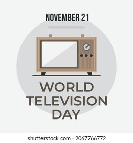 World Television Day background poster celebartion. November 21. World Television Day in vin
tage style poster with tv symbol