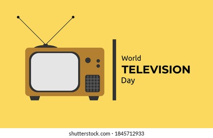 World Television Day Illustration. Old TV Icon in flat Design Style. Vector Isolated with Yellow Background. Use for Banner, Poster, web, advertising, Promotion