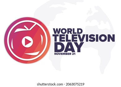 World Television Day. November 21. Holiday concept. Template for background, banner, card, poster with text inscription. Vector EPS10 illustration