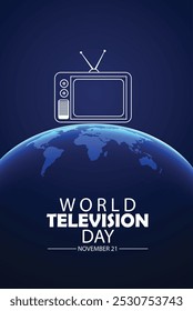 Dia Mundial da Televisão 21 de novembro cartaz vetorial