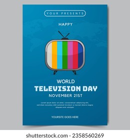 World Television Day November 21st poster with vintage TV illustration on isolated background