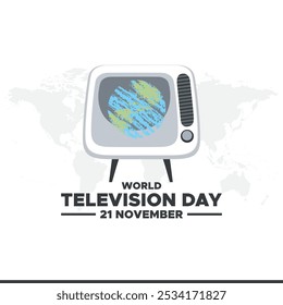 Dia Mundial da Televisão em 21 de novembro, ilustração do Dia Mundial da Televisão. Adequado para cartão, cartaz e banner.