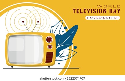 Plantilla del Día Mundial de la Televisión con retro televisor y espacio de copia