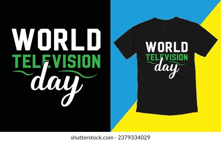 Tipografía del Día Mundial de la Televisión, diseño de camisetas Vectoras.