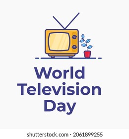 Día mundial de la televisión, ilustración vectorial de la televisión, diseño de medios de comunicación de difusión, medios de entretenimiento antiguos y digitales