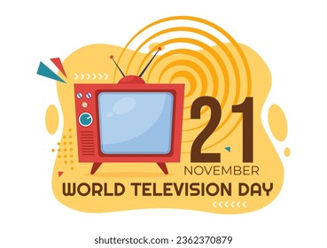 World Television Day Vector Illustration on november 21 with TV for Web Banner or Poster in Flat Cartoon Background Design