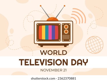 World Television Day Vector Illustration on november 21 with TV for Web Banner or Poster in Flat Cartoon Background Design