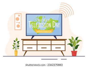 World Television Day Vector Illustration on november 21 with TV for Web Banner or Poster in Flat Cartoon Background Design