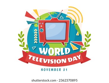 World Television Day Vector Illustration on november 21 with TV for Web Banner or Poster in Flat Cartoon Background Design