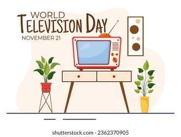 World Television Day Vector Illustration on november 21 with TV for Web Banner or Poster in Flat Cartoon Background Design