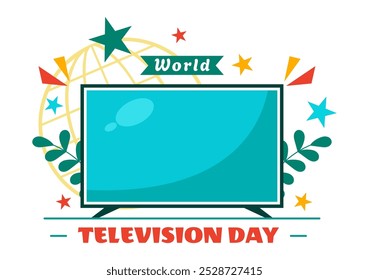 World Television Day Vector Illustration on November 21, Featuring TV and Global Broadcasting Concepts in a Flat Style Cartoon Background