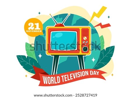 World Television Day Vector Illustration on November 21, Featuring TV and Global Broadcasting Concepts in a Flat Style Cartoon Background