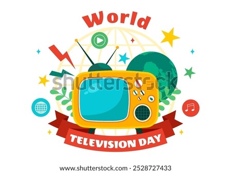 World Television Day Vector Illustration on November 21, Featuring TV and Global Broadcasting Concepts in a Flat Style Cartoon Background