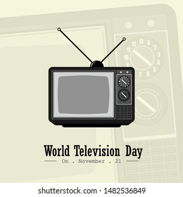 World Television Day, Vintage Retro Television with antenna Vector Cartoon design