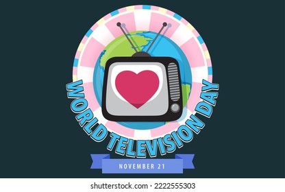 World Television Day.Vintage television cartoon vector illustration. Suitable for greeting card, poster and banner.November 21.vector Design. EPS 10