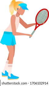World Tennis Day. March 3 The first Monday of March. Girl plays tennis. Graphic drawing. Close-up. It can be used in design.